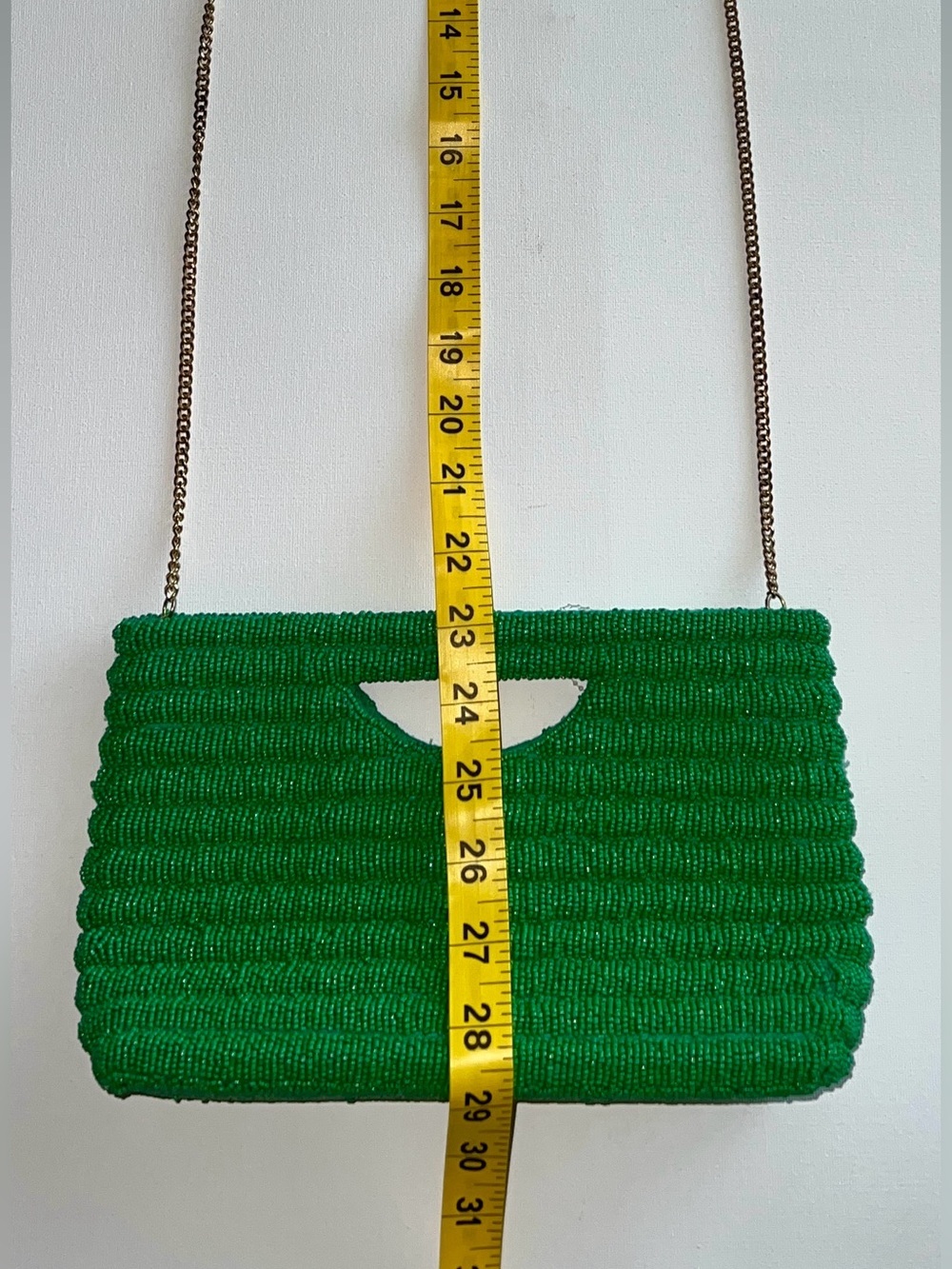 🆕 Antik Kraft Green Glass Beaded Clutch/Shoulder Bag/Crossbody w/Gold Chain - Picture 12 of 17